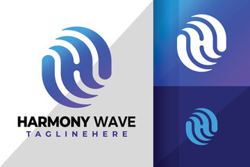 Letter H Wave Blue Logo Design Element Stock Vector Illustration Template