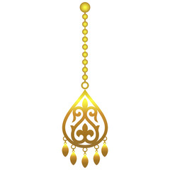 Golden pendant with Kazakh ornament with beads № S3-01