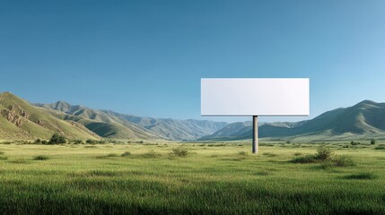 Blank Billboard in Green Valley Landscape