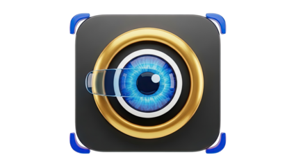 3D Eye Camera Icon on transparent background