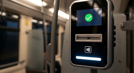 Transport ticket validator with successful validation confirmation.