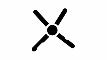 Obraz premium Black abstract symbol with four arms connected to a central circle.