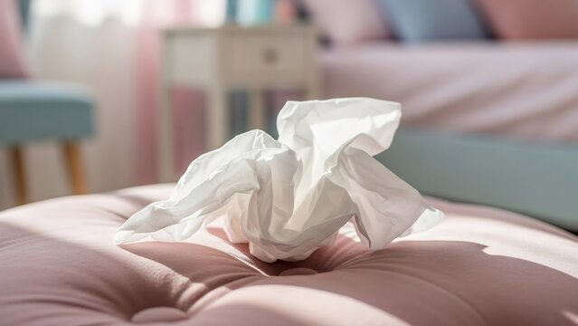 優しく光る朝、ティッシュがそっと置かれた安らぎの空間が広がる。