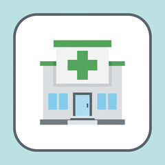 Obraz premium Hospital building with a green cross on the roof