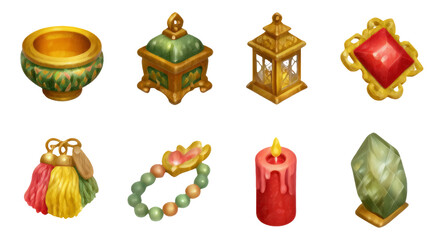 Festive and Premium Decorative Elements for Home Altar in 3D Design