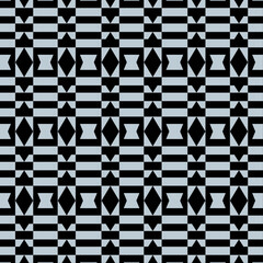 Modern Abstract Geometric Seamless Pattern, Black and Light Blue Repeating Ornament Background.
