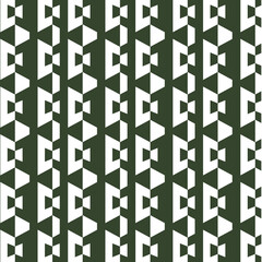 Seamless Mid-Century Modern Geometric Pattern - Abstract Dark Green and White Bow Tie Lattice Texture Vector Illustration.
