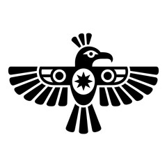 Native Thunderbird Indian Design Silhouette Icon Vector Isolated on White