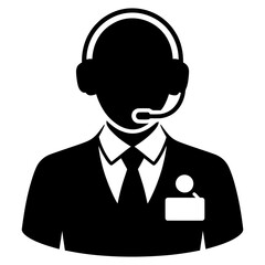 Customer Care Service Symbol Icon Silhouette Vector on White Background