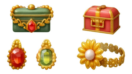 Premium Decorative Jewelry Heritage Display Set Isolated on Transparent Background