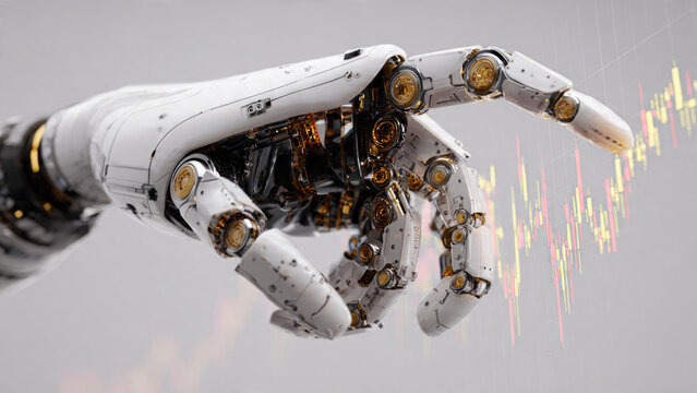 Robot hand with stock market chart - Powered by Adobe