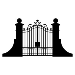Vintage Gate Silhouette Icon Vector Isolated on White