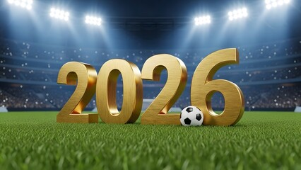 Golden 2026 Football Stadium Night Soccer Portrait.