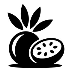 Hand Drawn Palm Fruit with slice Icon Silhouette Vector on White Background