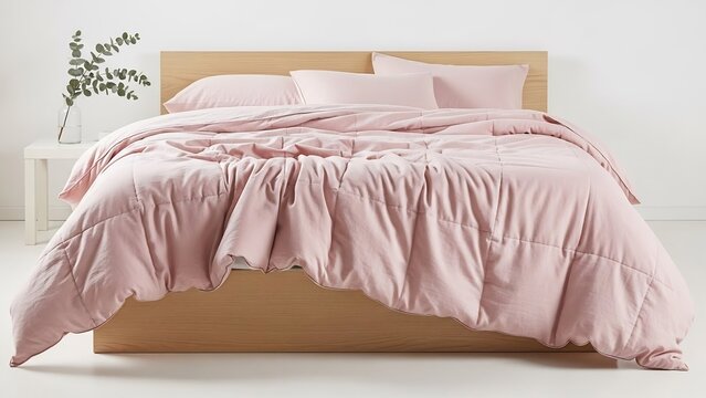 快適なベッドで優雅に眠る！ピンク色の寝具が心を癒やします。