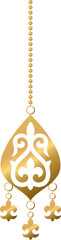 Golden pendant with Kazakh ornament on a simple chain S2-01