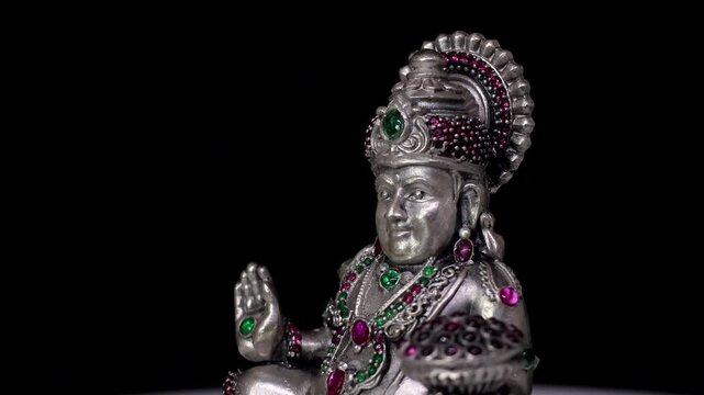 Silver Idol of Kuber Devta | Lord Kubera Hindu God of Wealth and Prosperity, Sacred Deity Sculpture Symbolizing Abundance, Success, Financial Growth, and Divine Protection in Indian Religious Art
