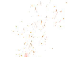 Fire Sparkle Overlay. Glowing Ember Sparks Isolated on Transparent Background. Burn Light Effect.