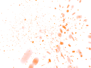 Fire Sparkle Overlay. Glowing Ember Sparks Isolated on Transparent Background. Burn Light Effect.