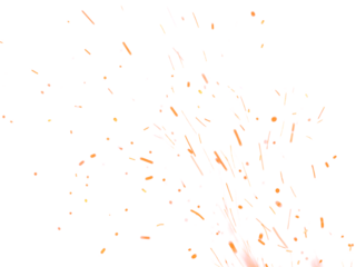 Fire Sparkle Overlay. Glowing Ember Sparks Isolated on Transparent Background. Burn Light Effect.