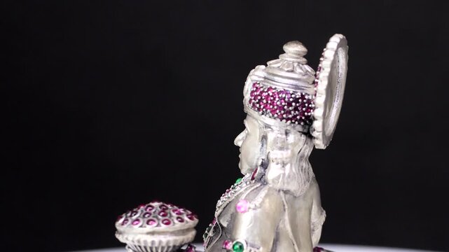 Silver Idol of Kuber Devta | Lord Kubera Hindu God of Wealth and Prosperity, Sacred Deity Sculpture Symbolizing Abundance, Success, Financial Growth, and Divine Protection in Indian Religious Art