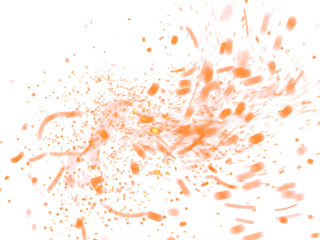 Fire Sparkle Overlay. Glowing Ember Sparks Isolated on Transparent Background. Burn Light Effect.