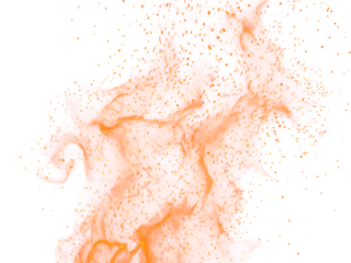 Fire Sparkle Overlay. Glowing Ember Sparks Isolated on Transparent Background. Burn Light Effect.