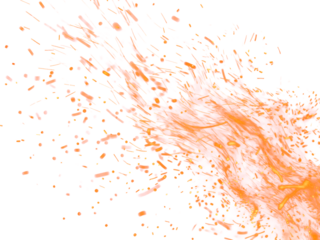 Fire Sparkle Overlay. Glowing Ember Sparks Isolated on Transparent Background. Burn Light Effect.