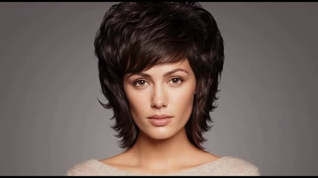 Hairstyle morph from short textured pixie cut to long wavy bob with gradual changes