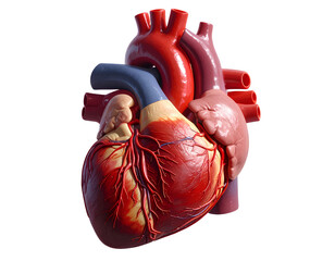 3D heart organ isolated on transparent background.