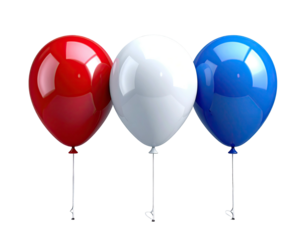 Red, white, blue balloons on black
