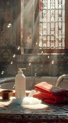 A festive winter time lapse of a city clock tower glowing with Christmas lights and decorations during the holiday season