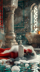 A festive winter time lapse of a city clock tower glowing with Christmas lights and decorations during the holiday season