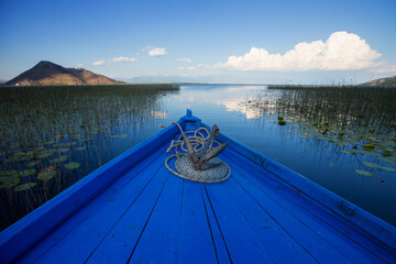 Nose of a boat on Lake Shkodra, Montenegro
