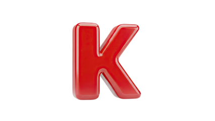 3D Red 3D Letter K on transparent background