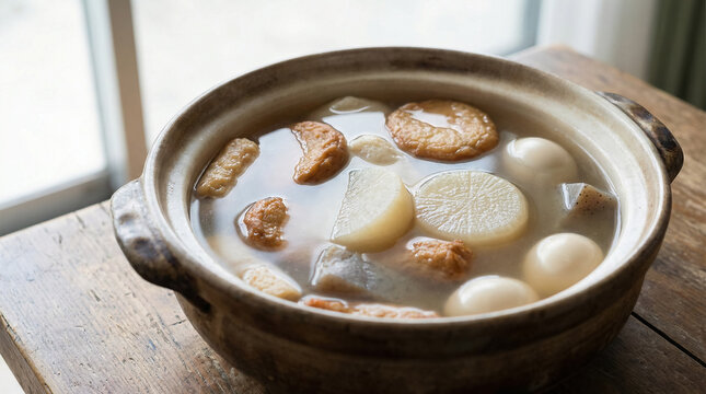 Japanese Oden Served in Earthenware Pot