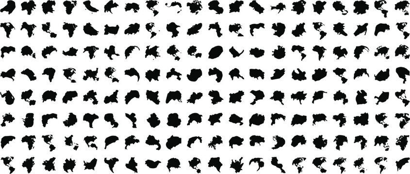 Abstract Ink Blot Silhouette Collection with Organic Random Shapes for Rorschach Test and Creative Design Vector Set
