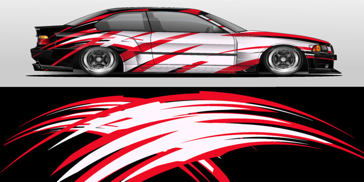 Company branding Car decal wrap design vector. Graphic abstract stripe racing background kit designs company car