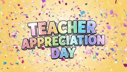 Vibrant Teacher Appreciation Day celebration with colorful confetti