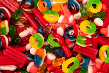 Assorted colorful gummy candies. Jelly  sweets.