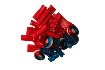 Assorted colorful gummy candies isolated on a white background. Jelly  sweets.