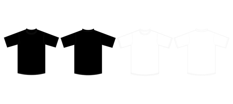 T.Shirt Short Sleeve Black and White Mockup Template Vector