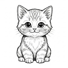 Obraz premium Sweet Kitten: An adorable kitten, with wide innocent eyes, sits poised, ready to capture hearts with its sweet charm.