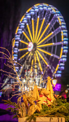 Beautiful Christmas decorations in the famous Christmas Market in Colmar in France on December 26th 2025