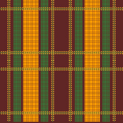 Elegant forest green tartan plaid with bold white bands and accented with fine mustard yellow and light blue stripes, ideal for traditional seasonal apparel.