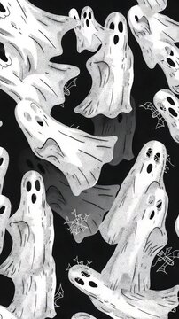 Video A depiction of multiple ghostly figures in monochrome