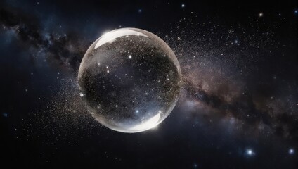 Obraz premium Cosmic Bubble Reflecting Stars and Galaxies in Deep Space.