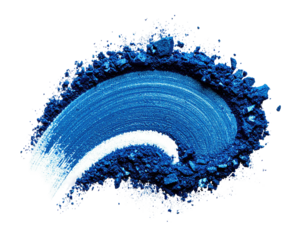 Blue eyeshadow swatch with textured, curved pattern