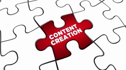 Content Creation Puzzle Pieces Idea Create Video Blog Post 3d Animation