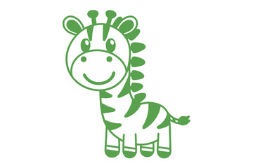 A charming green giraffe smiling sweetly creates a playful, delightful animal friend